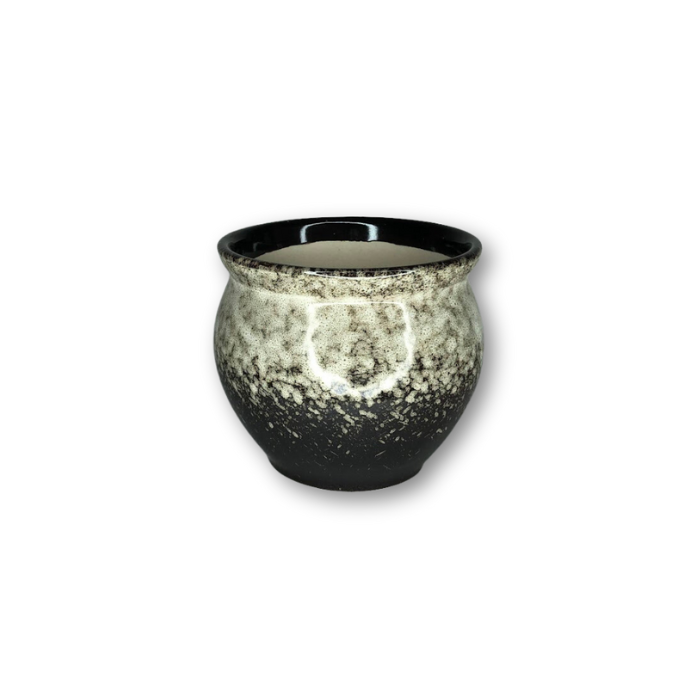 White and Black Glazed Pot-0