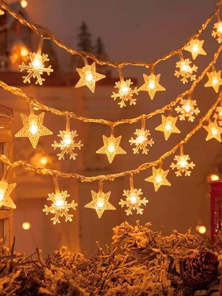Star And Snowflake Light 40 LED 6M Christmas Tree Party Decoration Outdoor USB Batt-5