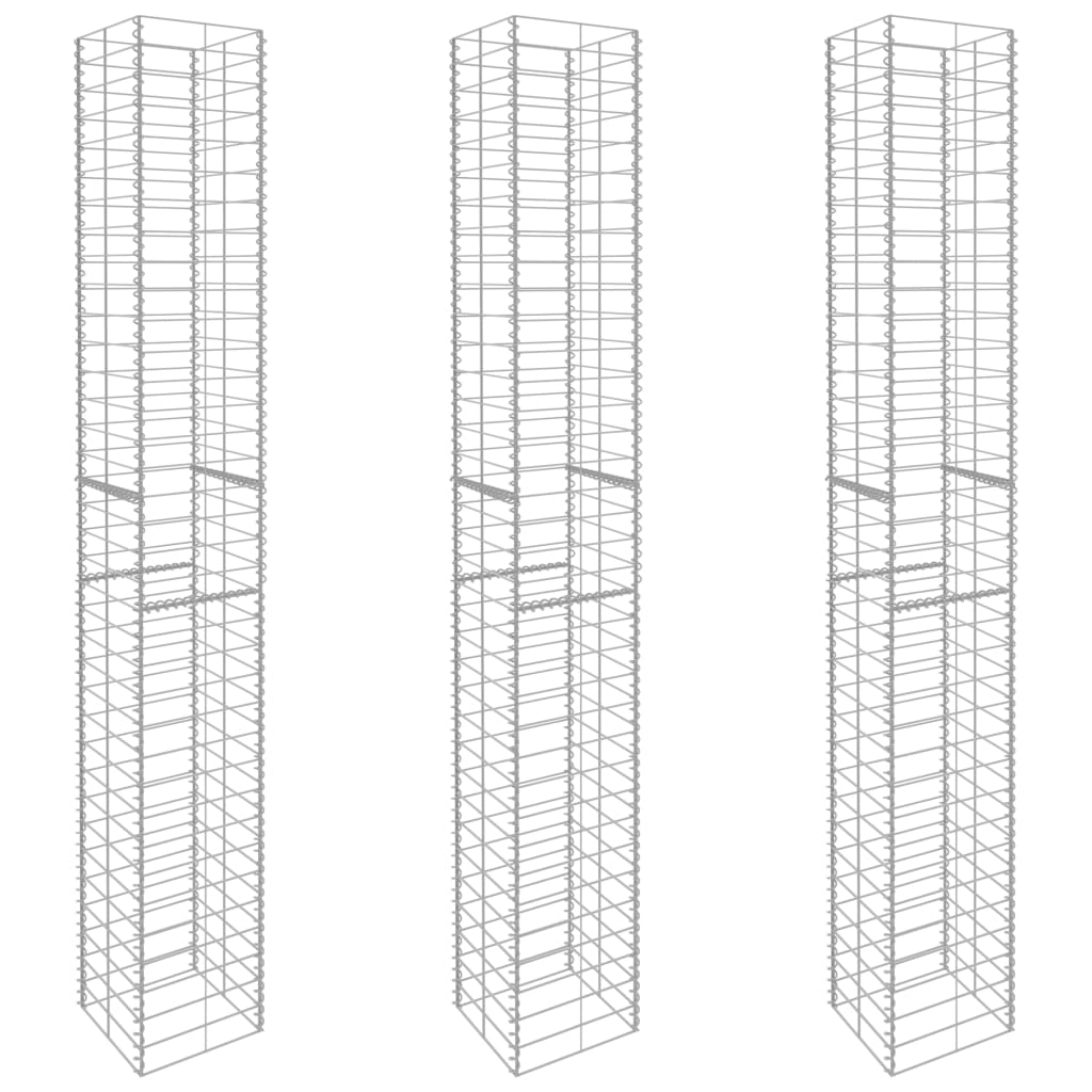 vidaXL Gabion Baskets 3 pcs Galvanized Steel 9.8"x9.8"x77.6"-1