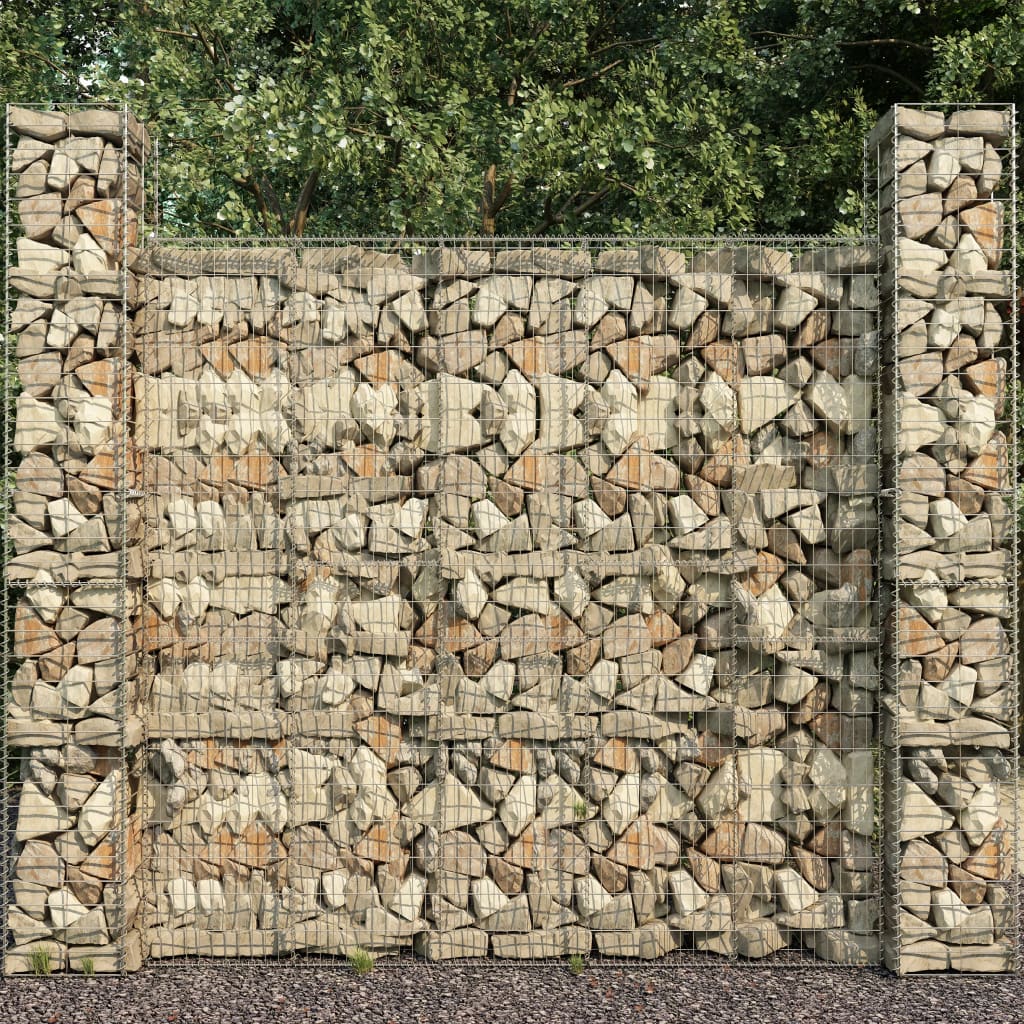 vidaXL Gabion Baskets 3 pcs Galvanized Steel 9.8"x9.8"x77.6"-0