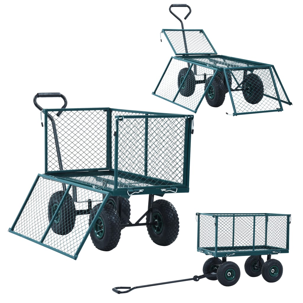 vidaXL Garden Hand Trolley Green 771.6 lb-3