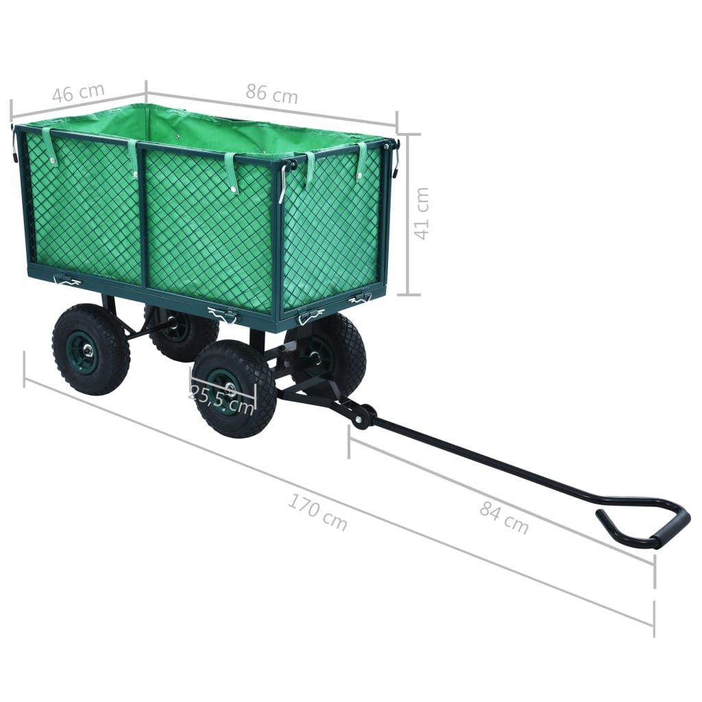 vidaXL Garden Hand Trolley Green 771.6 lb-4