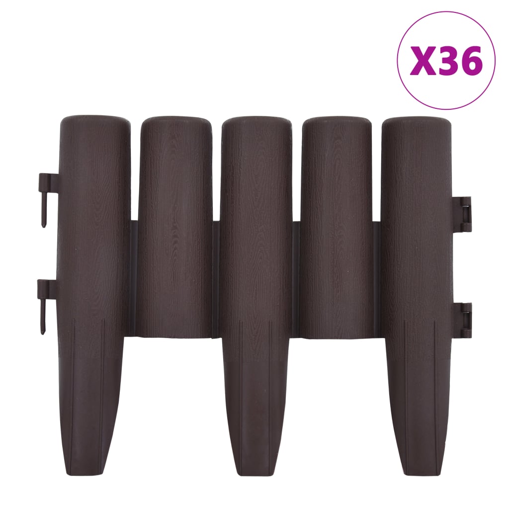 vidaXL Lawn Edgings Landscape Edging Outdoor Barrier Edging Border 36 pcs PP-0
