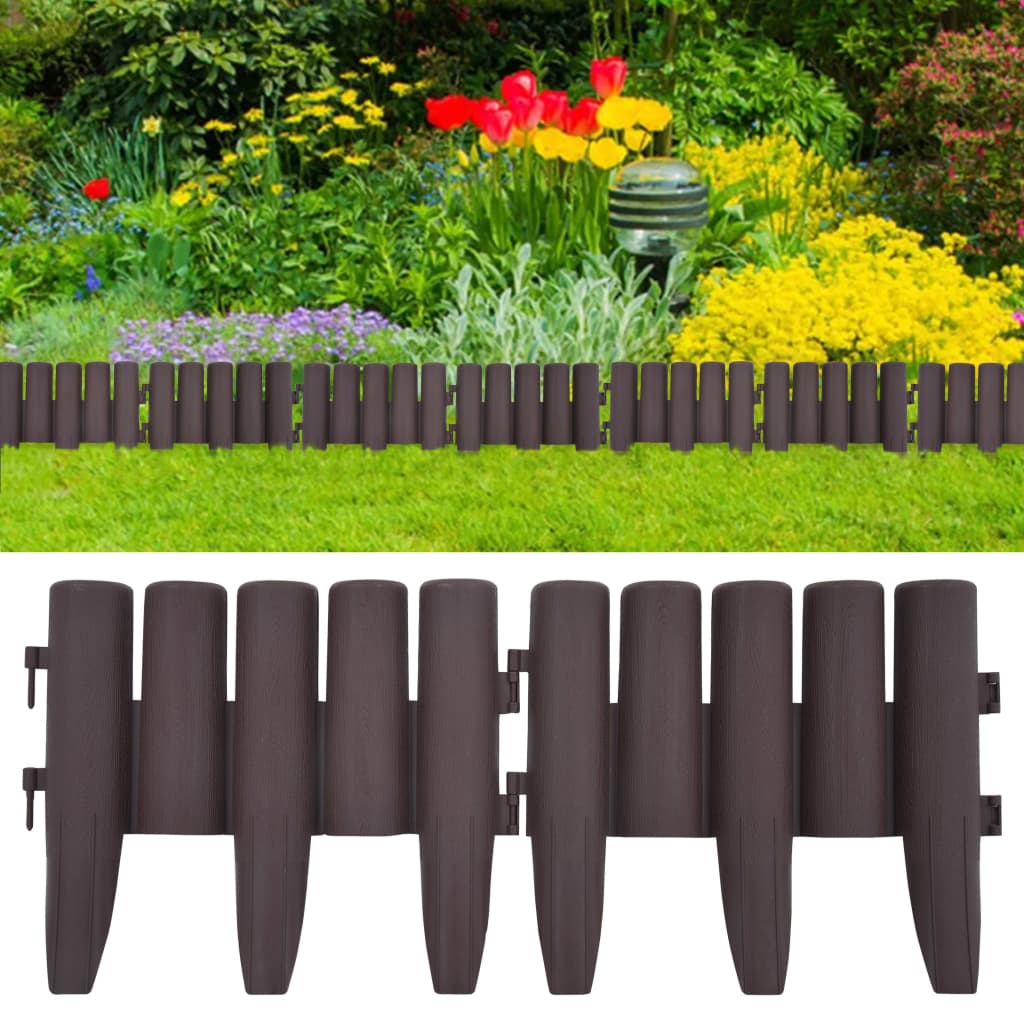 vidaXL Lawn Edgings Landscape Edging Outdoor Barrier Edging Border 36 pcs PP-5