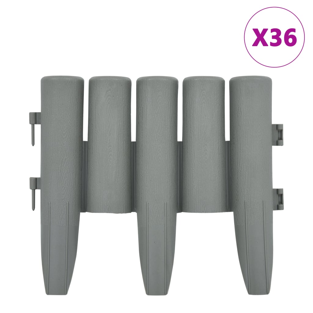vidaXL Lawn Edgings Landscape Edging Outdoor Barrier Edging Border 36 pcs PP-3