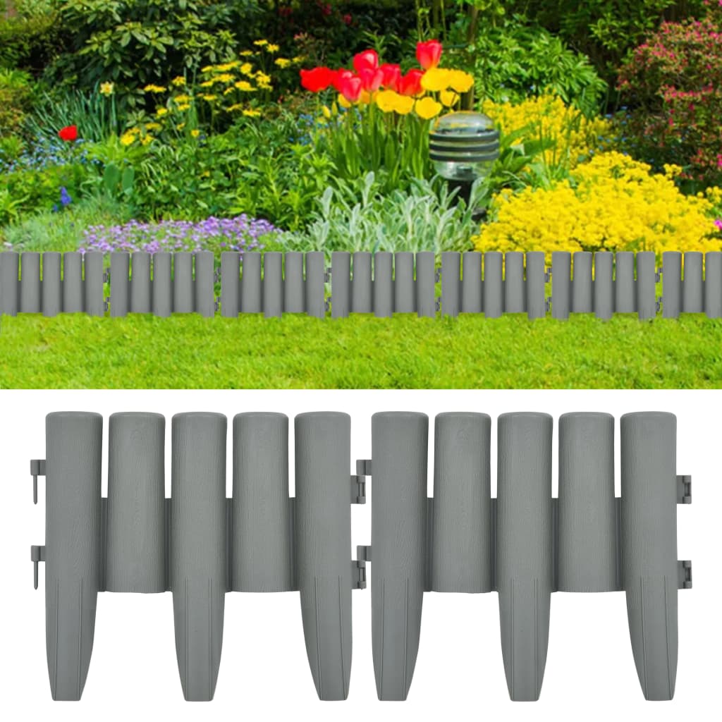 vidaXL Lawn Edgings Landscape Edging Outdoor Barrier Edging Border 36 pcs PP-6