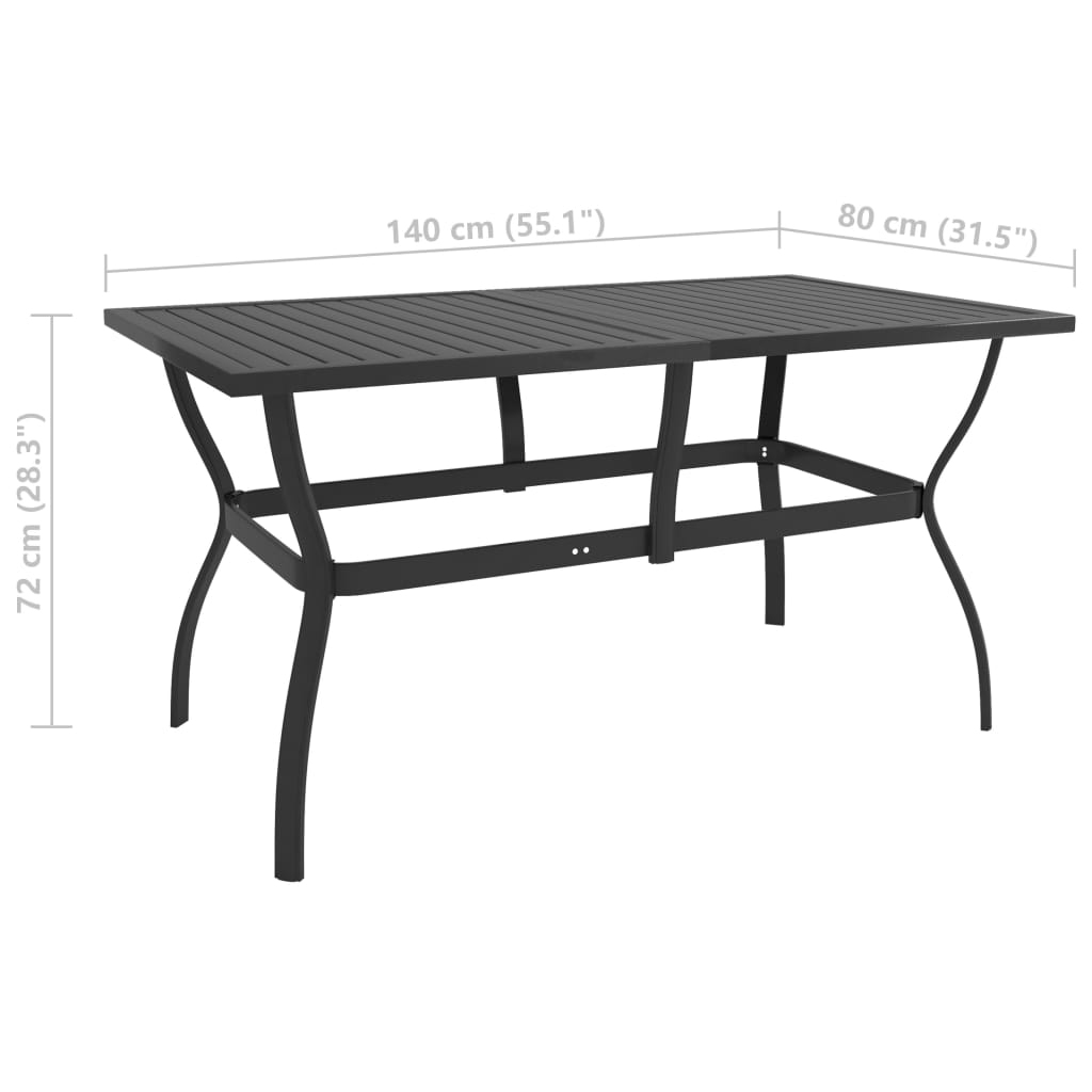 vidaXL Outdoor Dining Table Patio Table Porch Deck Garden Furniture Steel-4