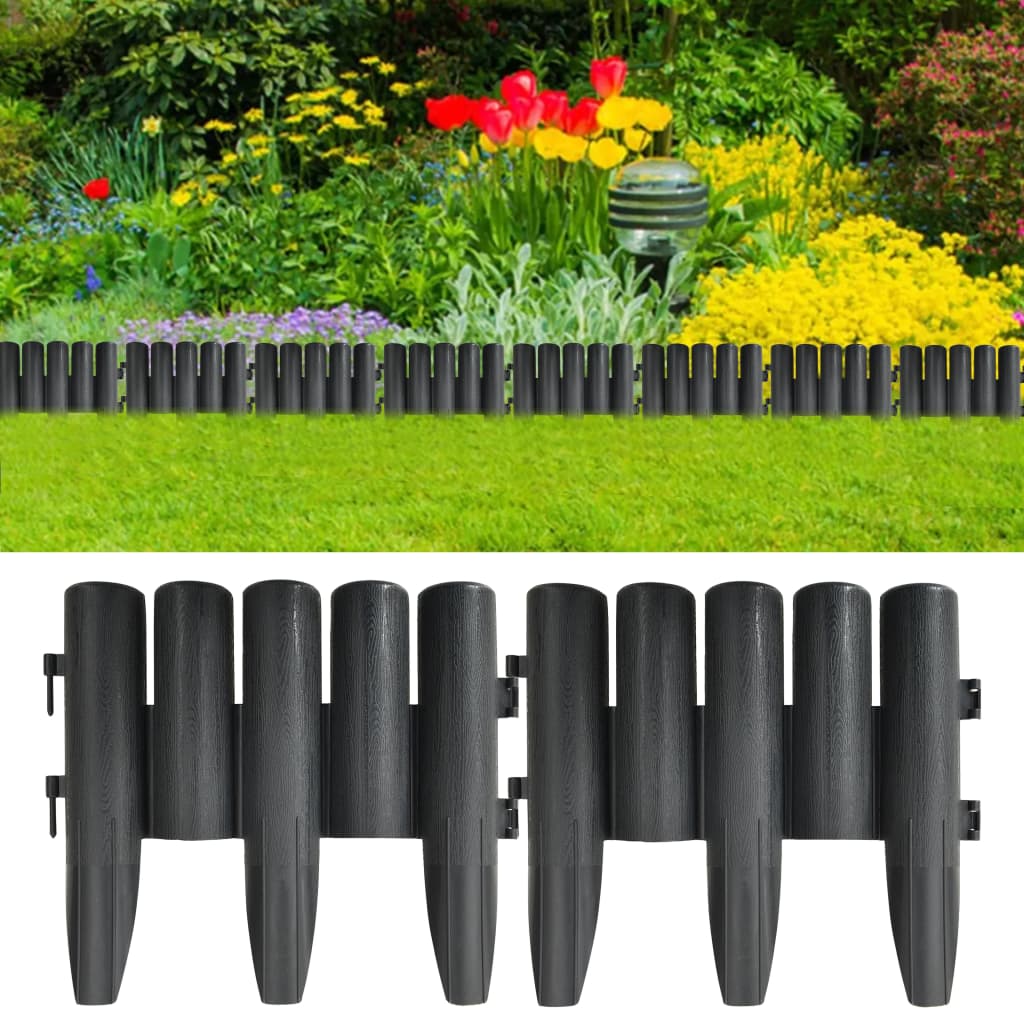 vidaXL Lawn Edgings Landscape Edging Outdoor Barrier Edging Border 36 pcs PP-7