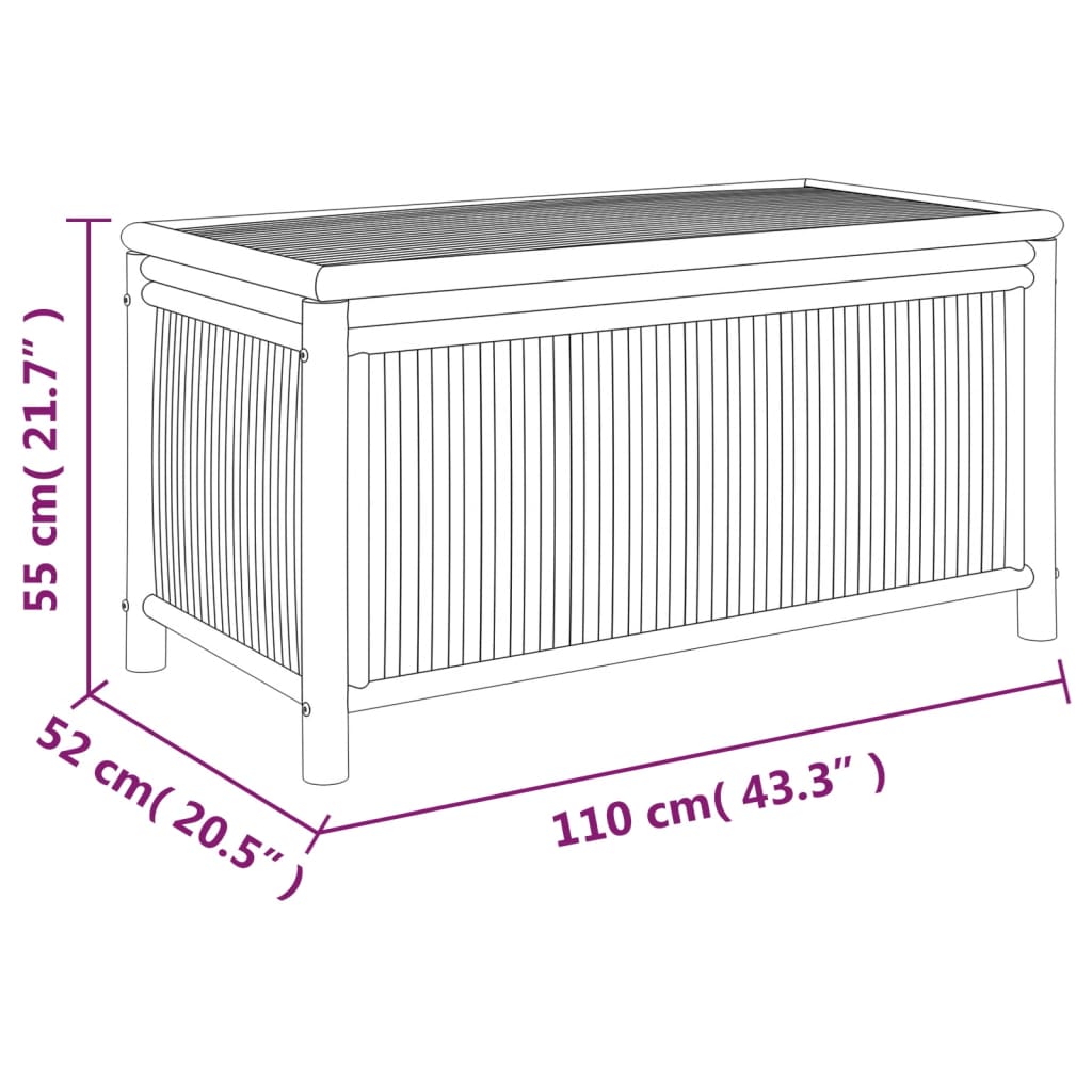 vidaXL Outdoor Storage Box Patio Furniture Garden Storage Chest Seat Bamboo-4