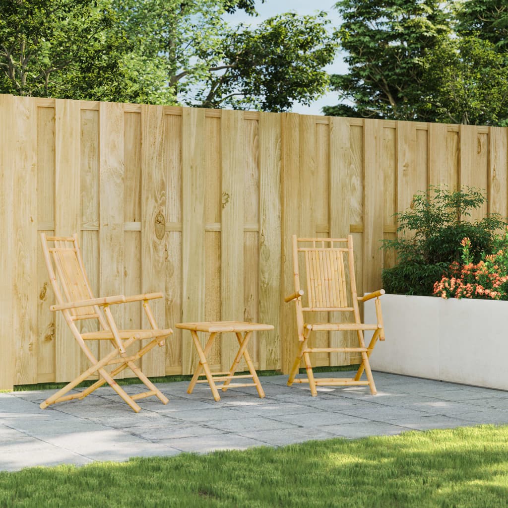 vidaXL Folding Patio Chairs 2 pcs 20.9"x26"x39" Bamboo-2