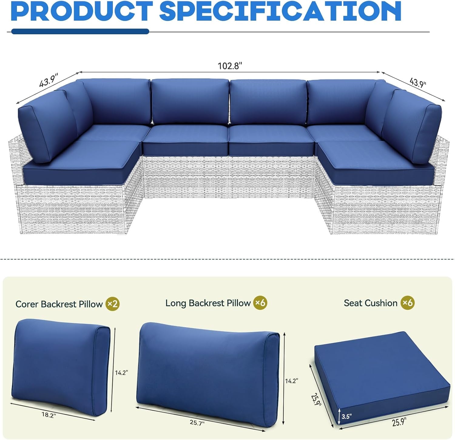 Water-Resistant Outdoor Cushions for Patio Furniture Sets-2