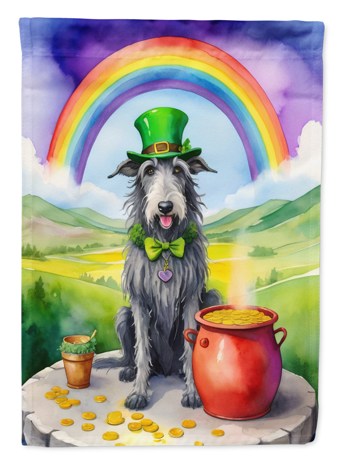 Scottish Deerhound St Patrick's Day Garden Flag-0