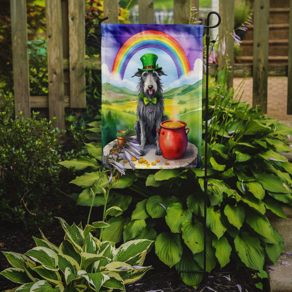 Scottish Deerhound St Patrick's Day Garden Flag-1