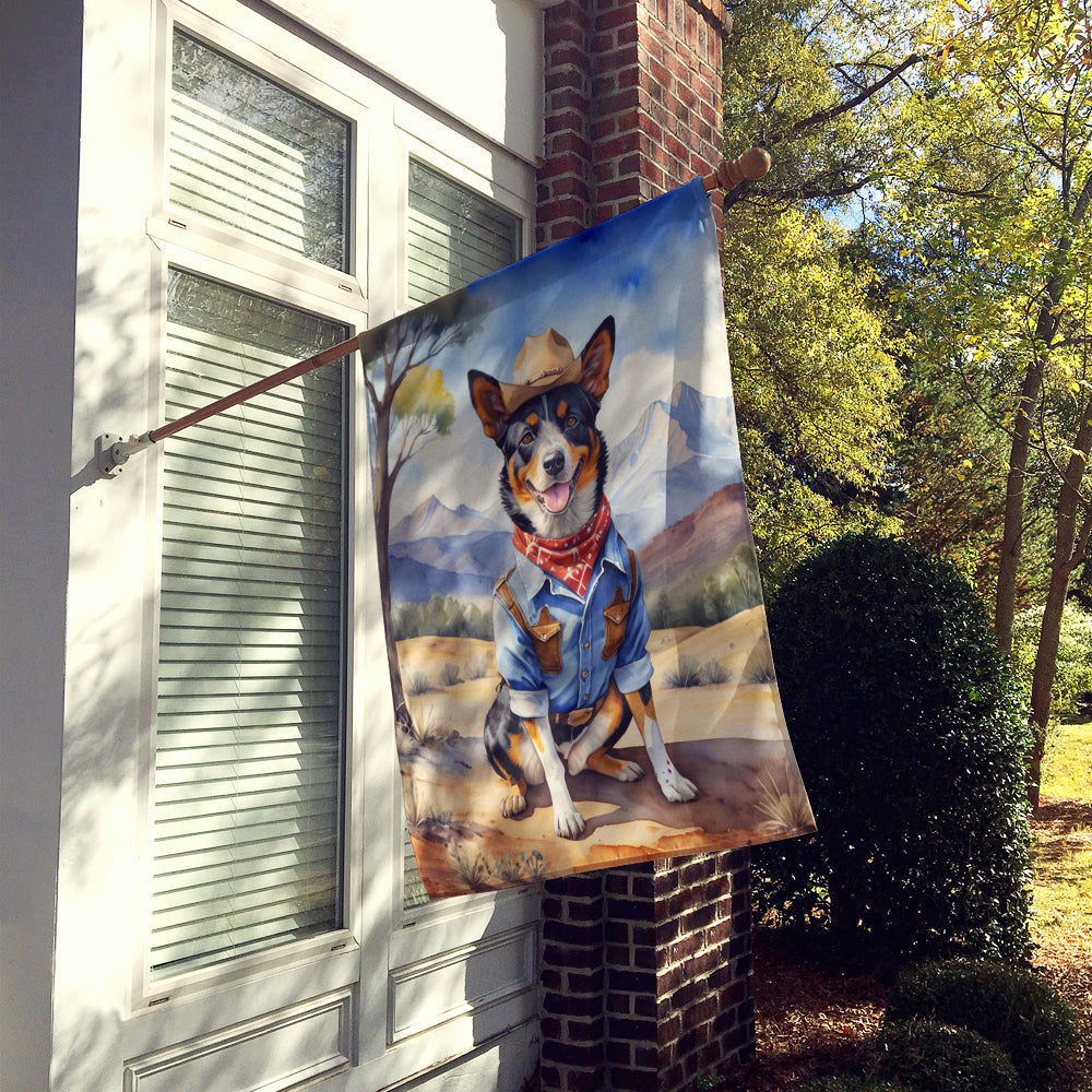 Australian Cattle Dog Cowboy Welcome House Flag-1