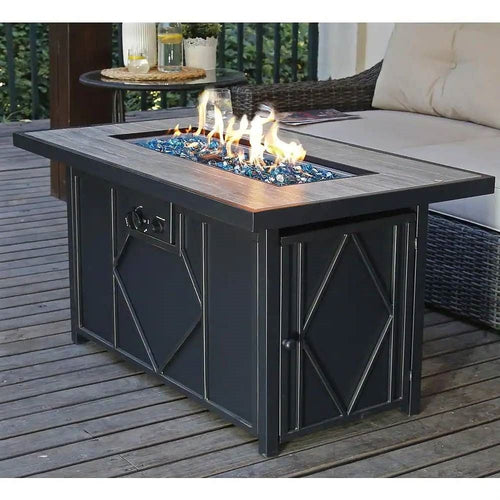 42-inch Outdoor Propane Gas Fire Pit Patio Table with Blue Fire Glass-0