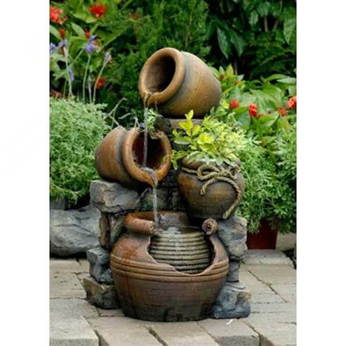 2-in-1 Outdoor Polyresin 15-Gallon Pouring Pots Water Fountain Planter-0