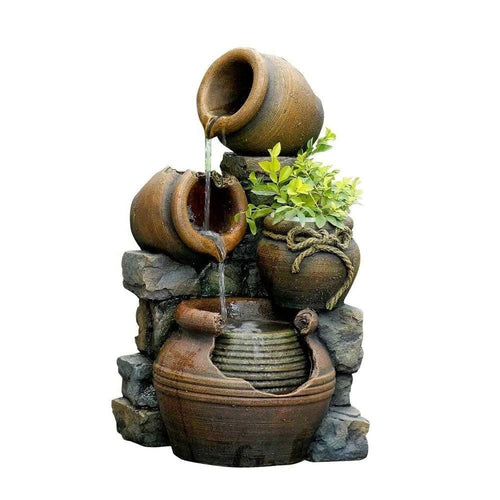 2-in-1 Outdoor Polyresin 15-Gallon Pouring Pots Water Fountain Planter-1