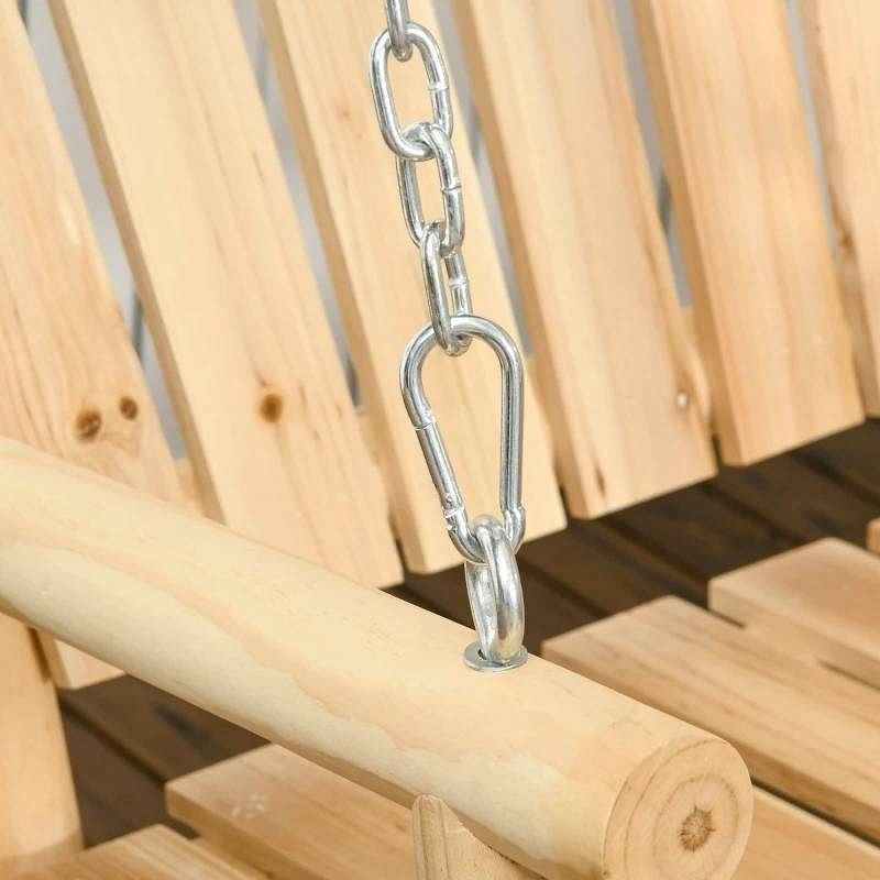 Natural Wooden 2-Seater Hanging Outdoor Porch Swing-1