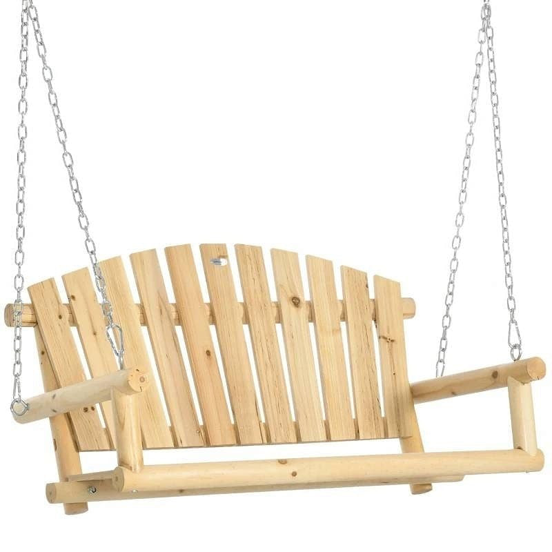 Natural Wooden 2-Seater Hanging Outdoor Porch Swing-2