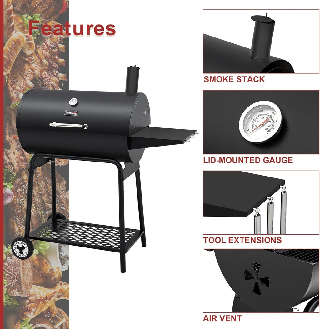 30 Inch Barrel Charcoal Grill: 627 Inch, Outdoor BBQ-4