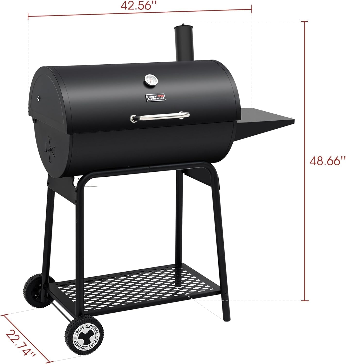 30 Inch Barrel Charcoal Grill: 627 Inch, Outdoor BBQ-2